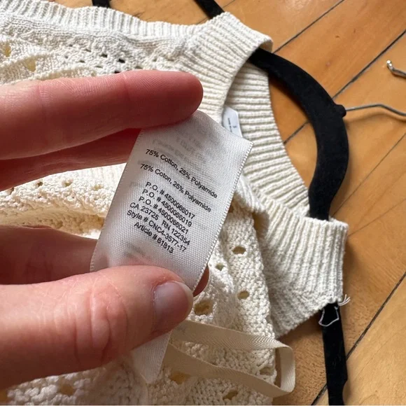 Aritzia Wilfred Sz S Cotton Blend Cream Open Knit Sleeveless Tank Top - Picture 8 of 8